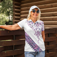 Mawhero Paua shell Kowhaiwhai Taniko Personalised Women Polo Shirt Manta Ray Shark-Turtle Maori Tribal Style LT9 - Polynesian Pride
