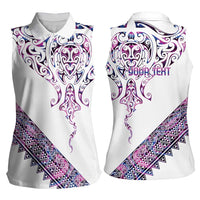 Mawhero Paua shell Kowhaiwhai Taniko Personalised Women Sleeveless Polo Shirt Manta Ray Shark-Turtle Maori Tribal Style LT9 - Polynesian Pride