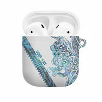 Kahui Whetu Paua shell Kowhaiwhai Taniko Personalised AirPods Case Taniwha Maori Tribal Style LT9 Blue - Polynesian Pride
