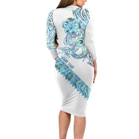 Kahui Whetu Paua shell Kowhaiwhai Taniko Personalised Family Matching Long Sleeve Bodycon Dress and Hawaiian Shirt Taniwha Maori Tribal Style LT9 - Polynesian Pride