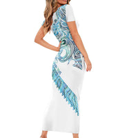Kahui Whetu Paua shell Kowhaiwhai Taniko Personalised Family Matching Short Sleeve Bodycon Dress and Hawaiian Shirt Taniwha Maori Tribal Style LT9 - Polynesian Pride