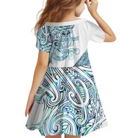 Kahui Whetu Paua shell Kowhaiwhai Taniko Personalised Kid Short Sleeve Dress Taniwha Maori Tribal Style LT9 - Polynesian Pride