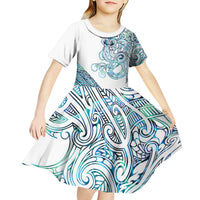 Kahui Whetu Paua shell Kowhaiwhai Taniko Personalised Kid Short Sleeve Dress Taniwha Maori Tribal Style LT9 - Polynesian Pride