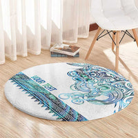 Kahui Whetu Paua shell Kowhaiwhai Taniko Personalised Round Carpet Taniwha Maori Tribal Style