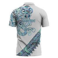 Kahui Whetu Paua shell Kowhaiwhai Taniko Personalised Zipper Polo Shirt Taniwha Maori Tribal Style LT9 - Polynesian Pride
