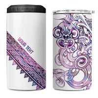 Mawhero Paua shell Kowhaiwhai Taniko Personalised 4 in 1 Can Cooler Tumbler Taniwha Maori Tribal Style LT9 One Size: 16 oz Pink - Polynesian Pride