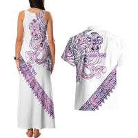 Mawhero Paua shell Kowhaiwhai Taniko Personalised Couples Matching Tank Maxi Dress and Hawaiian Shirt Taniwha Maori Tribal Style LT9 - Polynesian Pride