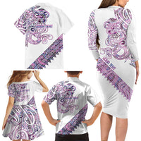 Mawhero Paua shell Kowhaiwhai Taniko Personalised Family Matching Long Sleeve Bodycon Dress and Hawaiian Shirt Taniwha Maori Tribal Style LT9 - Polynesian Pride