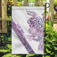 Mawhero Paua shell Kowhaiwhai Taniko Personalised Garden Flag Taniwha Maori Tribal Style LT9 Garden Flag Pink - Polynesian Pride