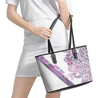 Mawhero Paua shell Kowhaiwhai Taniko Personalised Leather Tote Bag Taniwha Maori Tribal Style LT9 - Polynesian Pride
