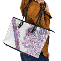 Mawhero Paua shell Kowhaiwhai Taniko Personalised Leather Tote Bag Taniwha Maori Tribal Style LT9 - Polynesian Pride
