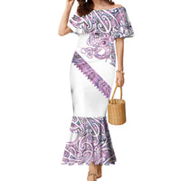 Mawhero Paua shell Kowhaiwhai Taniko Personalised Mermaid Dress Taniwha Maori Tribal Style LT9 Women Pink - Polynesian Pride