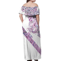 Mawhero Paua shell Kowhaiwhai Taniko Personalised Off Shoulder Maxi Dress Taniwha Maori Tribal Style LT9 - Polynesian Pride