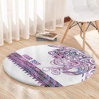 Mawhero Paua shell Kowhaiwhai Taniko Personalised Round Carpet Taniwha Maori Tribal Style