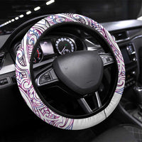 Mawhero Paua shell Kowhaiwhai Taniko Steering Wheel Cover Taniwha Maori Tribal Style LT9 Universal Fit Pink - Polynesian Pride