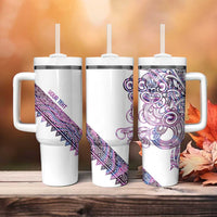 Mawhero Paua shell Kowhaiwhai Taniko Personalised Tumbler With Handle Taniwha Maori Tribal Style LT9 - Polynesian Pride