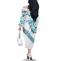 Kahui Whetu Paua shell Kowhaiwhai Taniko Personalised Family Matching Off The Shoulder Long Sleeve Dress and Hawaiian Shirt Turtle Tattoo Maori Tribal Style LT9 - Polynesian Pride