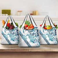 Kahui Whetu Paua shell Kowhaiwhai Taniko Personalised Grocery Bag Turtle Tattoo Maori Tribal Style LT9 3-pack One Size Blue - Polynesian Pride