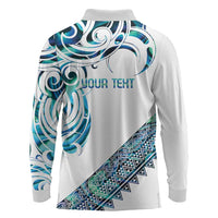 Kahui Whetu Paua shell Kowhaiwhai Taniko Personalised Long Sleeve Polo Shirt Turtle Tattoo Maori Tribal Style LT9 - Polynesian Pride