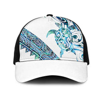 Kahui Whetu Paua shell Kowhaiwhai Taniko Mesh Trucker Cap Turtle Tattoo Maori Tribal Style LT9 One Size Black Blue - Polynesian Pride