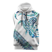 Kahui Whetu Paua shell Kowhaiwhai Taniko Personalised Sleeveless Hoodie Turtle Tattoo Maori Tribal Style LT9 Blue - Polynesian Pride