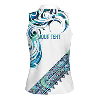 Kahui Whetu Paua shell Kowhaiwhai Taniko Personalised Women Sleeveless Polo Shirt Turtle Tattoo Maori Tribal Style LT9 - Polynesian Pride