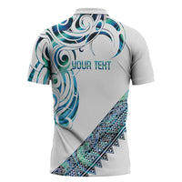 Kahui Whetu Paua shell Kowhaiwhai Taniko Personalised Zipper Polo Shirt Turtle Tattoo Maori Tribal Style LT9 - Polynesian Pride
