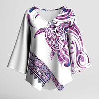 Mawhero Paua shell Kowhaiwhai Taniko Personalised Kimono Sleeve Blouse Turtle Tattoo Maori Tribal Style LT9 Female Pink - Polynesian Pride