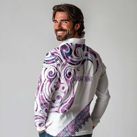 Mawhero Paua shell Kowhaiwhai Taniko Personalised Long Sleeve Polo Shirt Turtle Tattoo Maori Tribal Style LT9 - Polynesian Pride