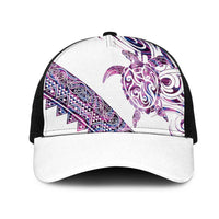 Mawhero Paua shell Kowhaiwhai Taniko Mesh Trucker Cap Turtle Tattoo Maori Tribal Style LT9 One Size Black Pink - Polynesian Pride