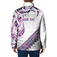 Mawhero Paua shell Kowhaiwhai Taniko Personalised Padded Jacket Turtle Tattoo Maori Tribal Style