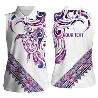 Mawhero Paua shell Kowhaiwhai Taniko Personalised Women Sleeveless Polo Shirt Turtle Tattoo Maori Tribal Style LT9 - Polynesian Pride