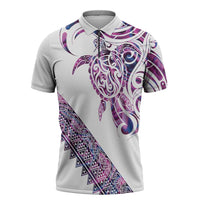 Mawhero Paua shell Kowhaiwhai Taniko Personalised Zipper Polo Shirt Turtle Tattoo Maori Tribal Style LT9 Pink - Polynesian Pride