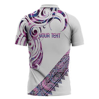Mawhero Paua shell Kowhaiwhai Taniko Personalised Zipper Polo Shirt Turtle Tattoo Maori Tribal Style LT9 - Polynesian Pride