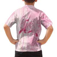 Breast Cancer Awareness Family Matching Long Sleeve Bodycon Dress and Hawaiian Shirt Maile Pikake Lokelani Crown Flower Lei Inspired LT9 - Polynesian Pride