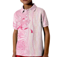 Breast Cancer Awareness Kid Polo Shirt Maile Pikake Lokelani Crown Flower Lei Inspired LT9 Kid Pink - Polynesian Pride