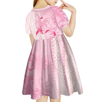 Breast Cancer Awareness Kid Short Sleeve Dress Maile Pikake Lokelani Crown Flower Lei Inspired LT9 - Polynesian Pride