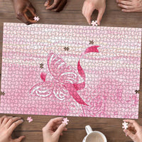 Breast Cancer Awareness Puzzle Maile Pikake Lokelani Crown Flower Lei Inspired