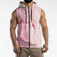 Breast Cancer Awareness Sleeveless Zip Hoodie Maile Pikake Lokelani Crown Flower Lei Inspired LT9 - Polynesian Pride