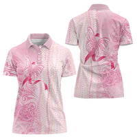 Breast Cancer Awareness Women Polo Shirt Maile Pikake Lokelani Crown Flower Lei Inspired LT9 - Polynesian Pride