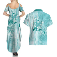 PTSD Awareness Couples Matching Summer Maxi Dress and Hawaiian Shirt Maile Pikake Lokelani Crown Flower Lei Inspired LT9 - Polynesian Pride