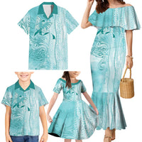 PTSD Awareness Family Matching Mermaid Dress and Hawaiian Shirt Maile Pikake Lokelani Crown Flower Lei Inspired LT9 - Polynesian Pride