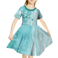 PTSD Awareness Kid Short Sleeve Dress Maile Pikake Lokelani Crown Flower Lei Inspired