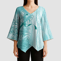 PTSD Awareness Kimono Sleeve Blouse Maile Pikake Lokelani Crown Flower Lei Inspired