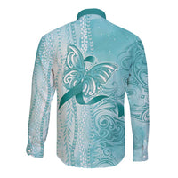 PTSD Awareness Long Sleeve Button Shirt Maile Pikake Lokelani Crown Flower Lei Inspired