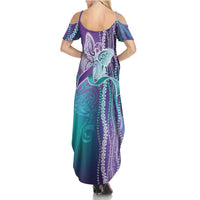 Suicide Prevention Awareness Family Matching Summer Maxi Dress and Hawaiian Shirt Maile Pikake Lokelani Crown Flower Lei Inspired LT9 - Polynesian Pride
