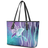 Suicide Prevention Awareness Leather Tote Bag Maile Pikake Lokelani Crown Flower Lei Inspired