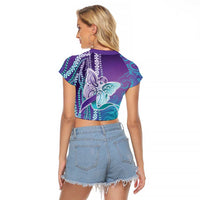 Suicide Prevention Awareness Raglan Cropped T Shirt Maile Pikake Lokelani Crown Flower Lei Inspired