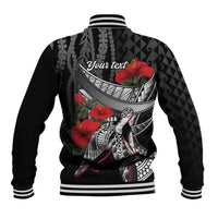 Hawaiian Honu Personalized Baseball Jacket Black Tribal Hook Pattern