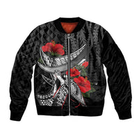 Hawaiian Honu Personalized Bomber Jacket Black Tribal Hook Pattern
